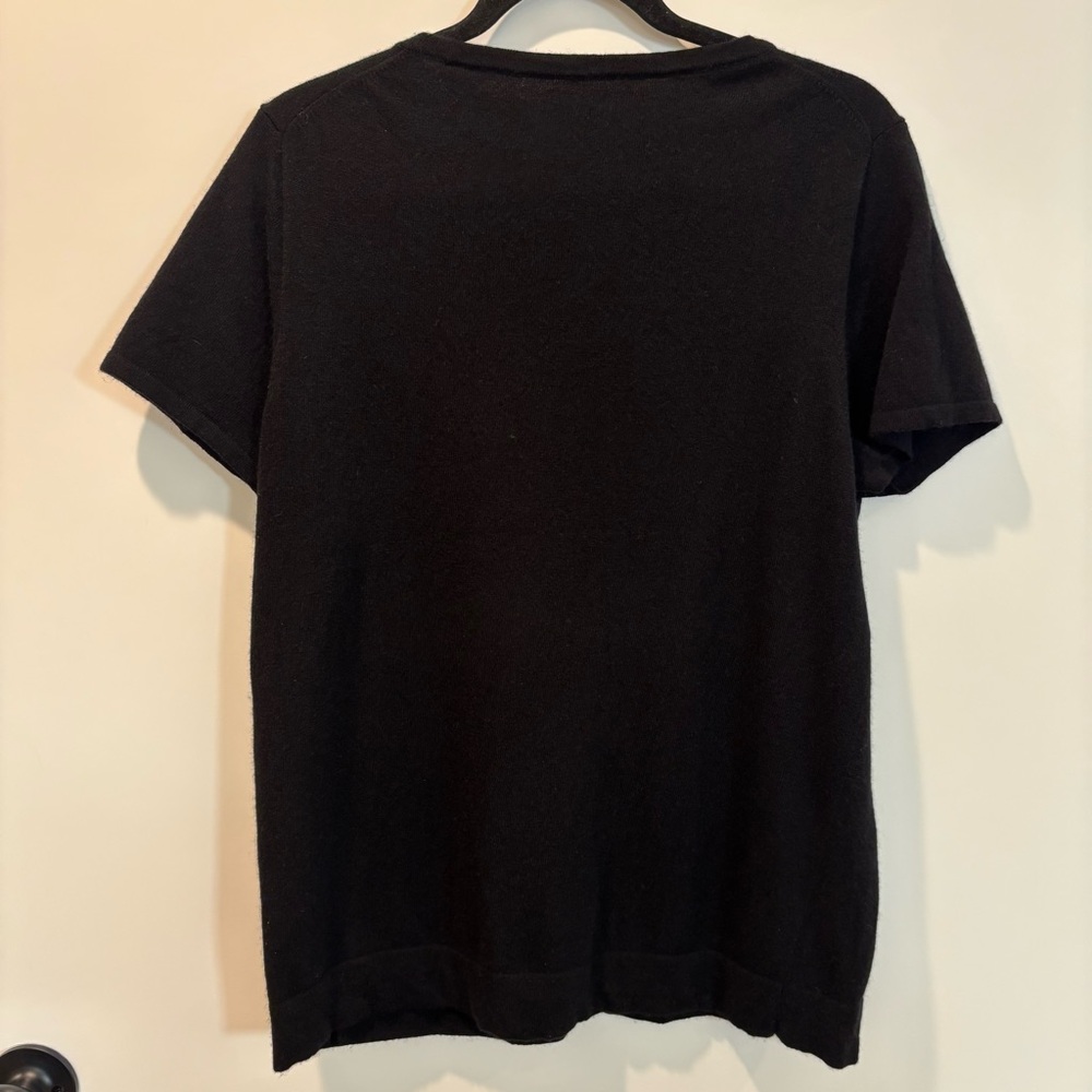 Merino Wool-Blend Black Blouse Top XL - Picture 2 of 7